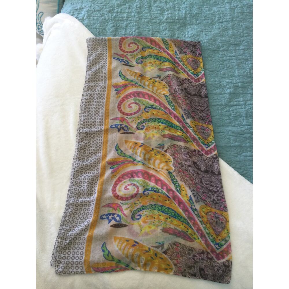 Womens Scarf Colorful paisley print 36 x 76